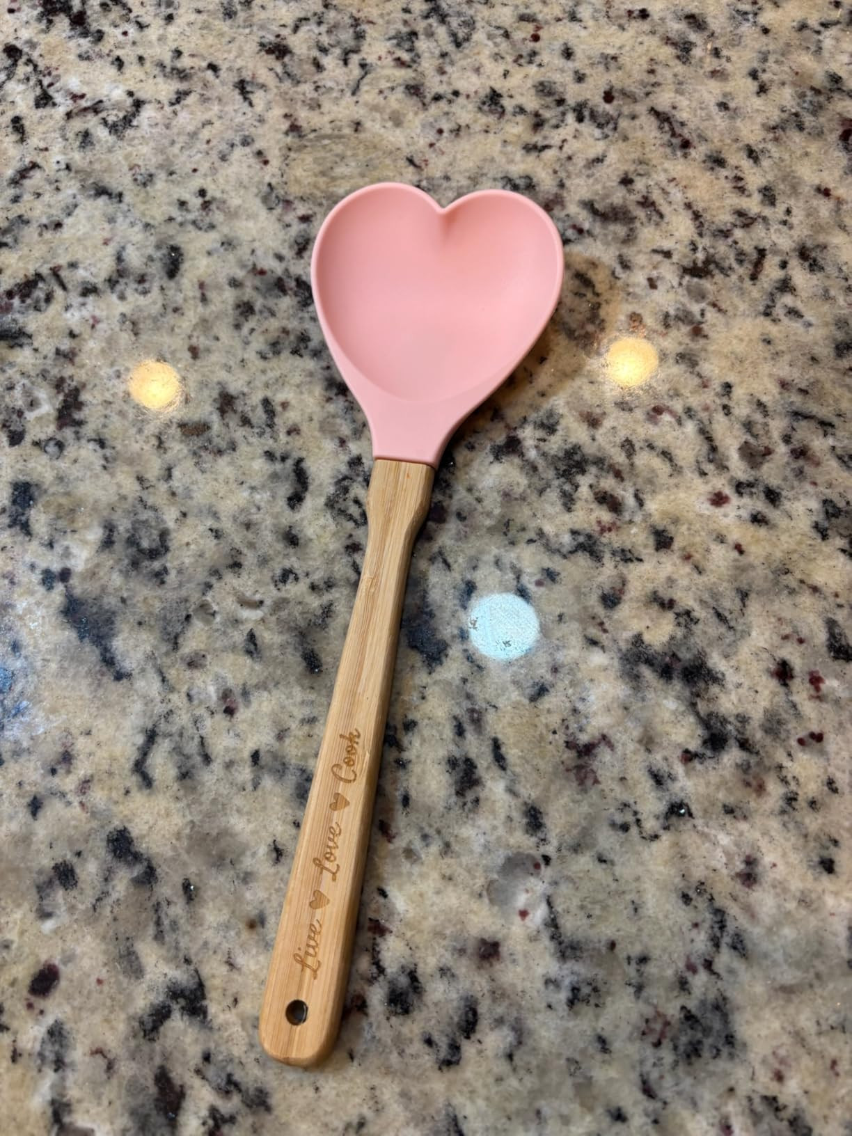Gorgeous Heart shaped Bamboo Wooden Spoon with an engraved handle and heart shaped base hole for ... | Amazon (US)