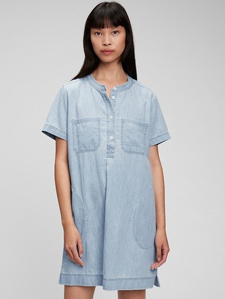 100% Organic Cotton Denim Popover Dress | Gap (US)