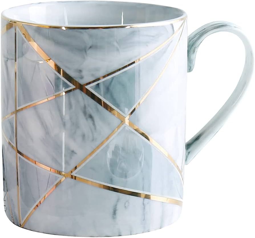 Marble Coffee Mug, WAVEYU Elegant Ceramic Mug Cup Creative Golden Coffee Cup with Handle for Brea... | Amazon (US)