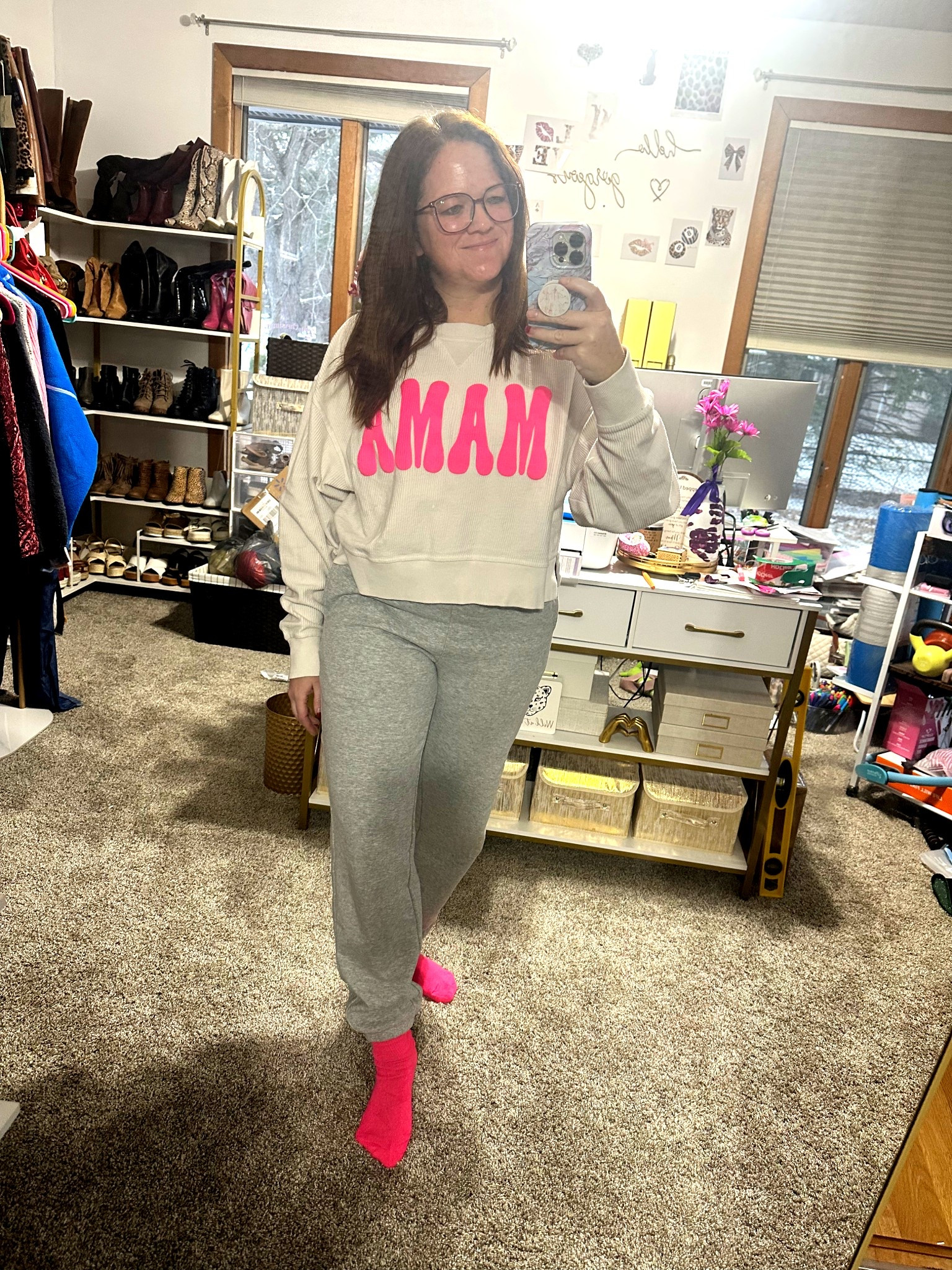 

Embossed Mama Sweatshirt from Pink Lily Boutique no longer available.
Ootd 
Mama sweatshirt 
Working from home
Comfy outfit
Casual outfit

#LTKmomlife