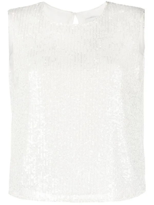 Claudie Pierlot open-back sequin-embellished Tank Top | White | FARFETCH | Farfetch Global