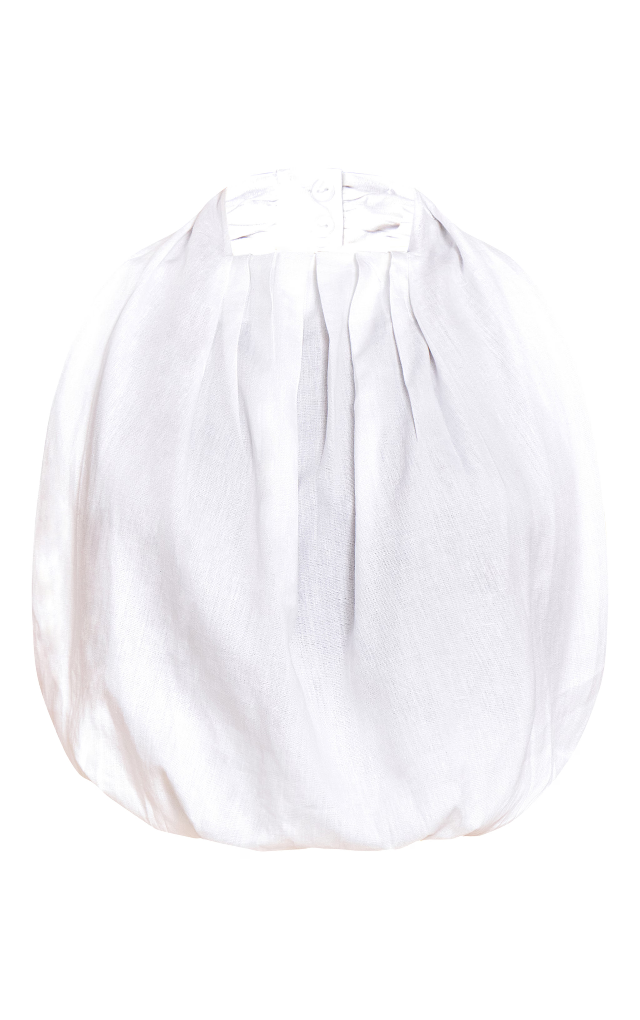 White Linen Blend Highneck Backless Puffball Top | PrettyLittleThing US