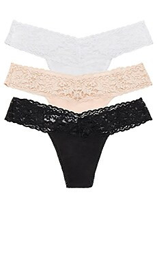 Hanky Panky Organic Cotton 3 Pack Low Rise Thongs in Black & White & Chai from Revolve.com | Revolve Clothing (Global)