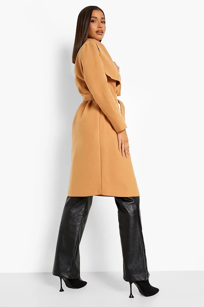 Wool Look Waterfall Belted Coat | Boohoo.com (US & CA)