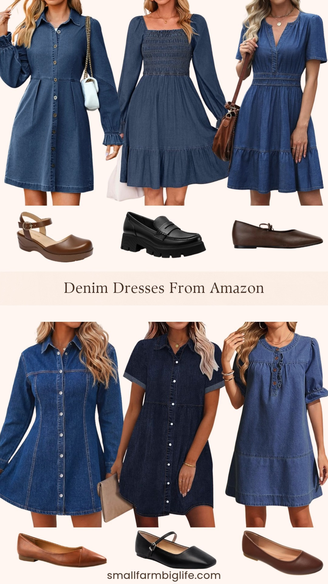 Denim Dresses From Amazon

Denim dresses are such an easy way to nail fall outfits! Wear them from a country concert to a casual day out. There are so many great options in this roundup, from long sleeve babydoll button down dresses in dark blue and navy to a vintage blue tiered smocked dress with a square neck for a more western cowgirl feel.

A few standouts: the navy denim shirt dress with ruffle details is perfect for a flowy fall look, and the twilight blue babydoll tiered dress with short sleeves is easy to dress up or down. If you love a Western outfit, the dark blue ruffle sleeve cowgirl dress with button down styling is a great pick.

For shoes, there are plenty of ways to style these dresses depending on the occasion. Brown and cognac ballet flats keep things casual, black mary jane flats with a buckle strap add a little polish, and the black faux leather platform loafers are a great business casual workwear option if you want to wear a denim dress to the office. There is also a supportive brown mary jane style clog if you need something comfortable for a long day on your feet.

#denimdress #falloutfits #westernstyle #balletflats #fallfashion 

 #LTKootd #LTKOver40