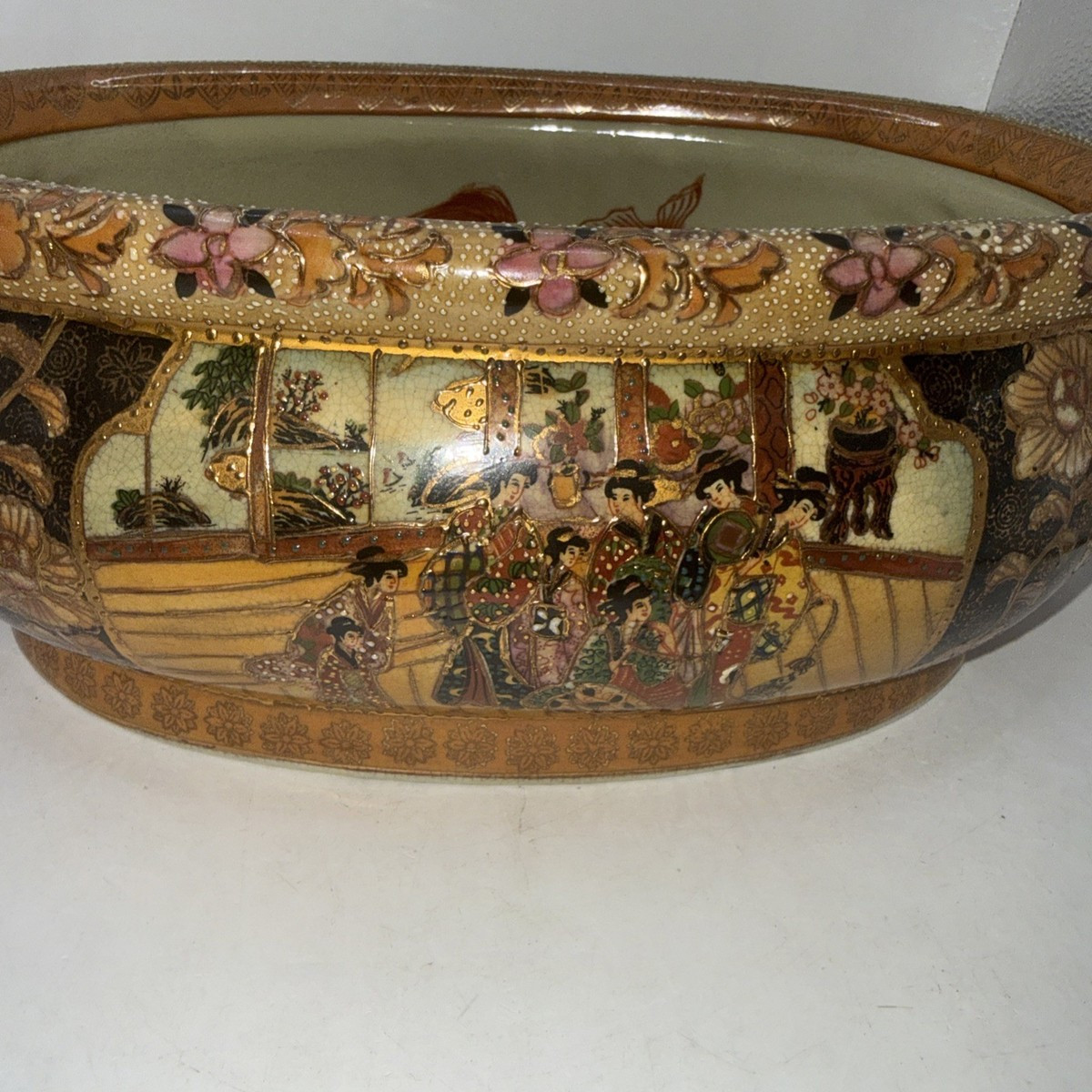Beautiful Chinese Satsuma Porcelain Foot Bath w Gold Paint Vintage | eBay | eBay US