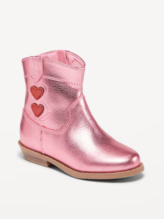 Shiny Metallic Embroidered Western Boots for Toddler Girls | Old Navy (US)