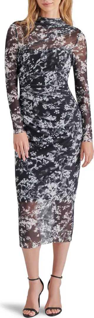 Steve Madden Maureen Floral Long Sleeve Mesh Midi Dress | Nordstrom | Nordstrom