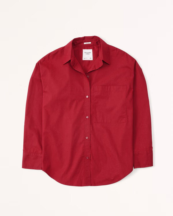 Oversized Poplin Button-Up Shirt | Abercrombie & Fitch (US)