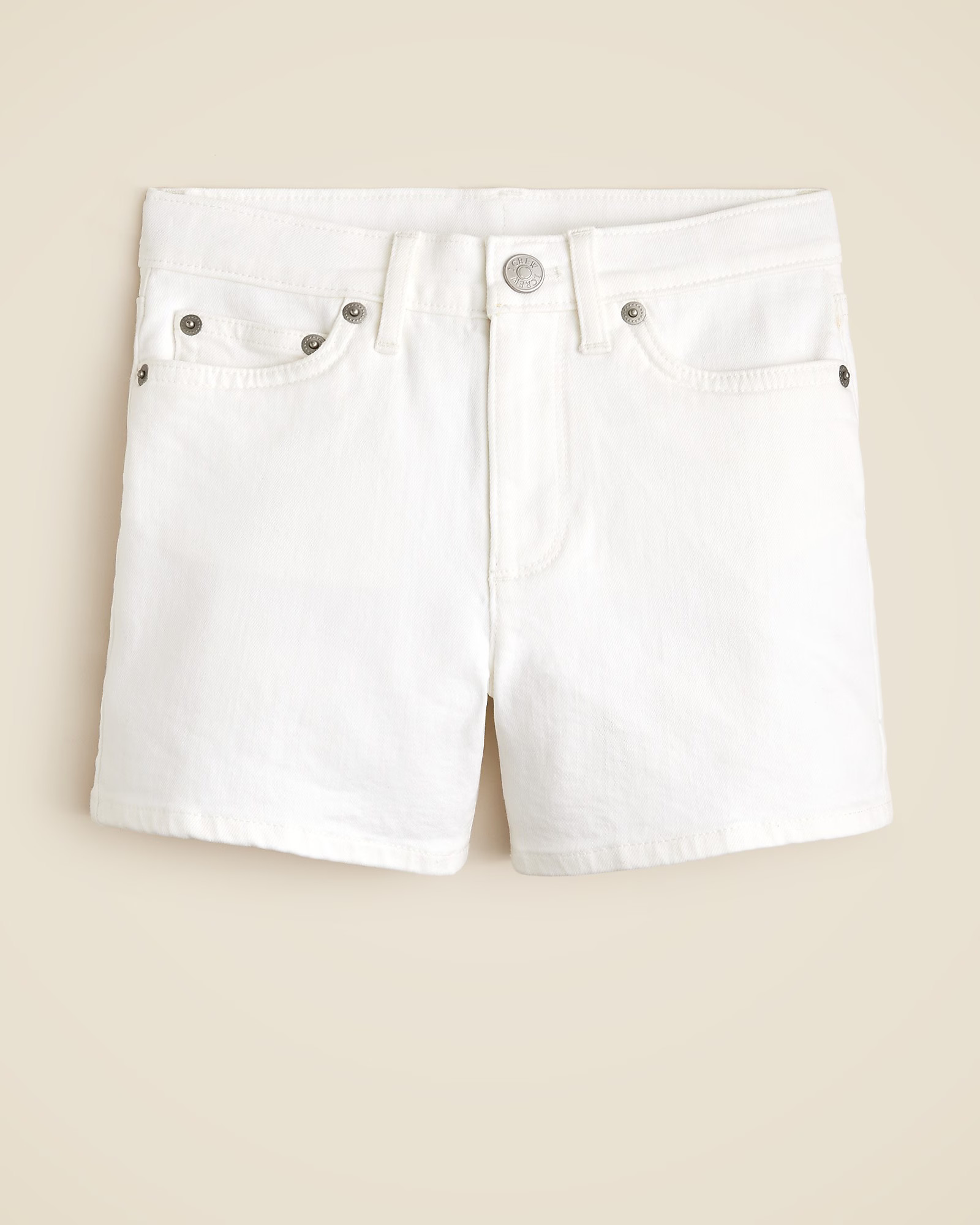 Girls' high-rise denim short in white | J. Crew US
