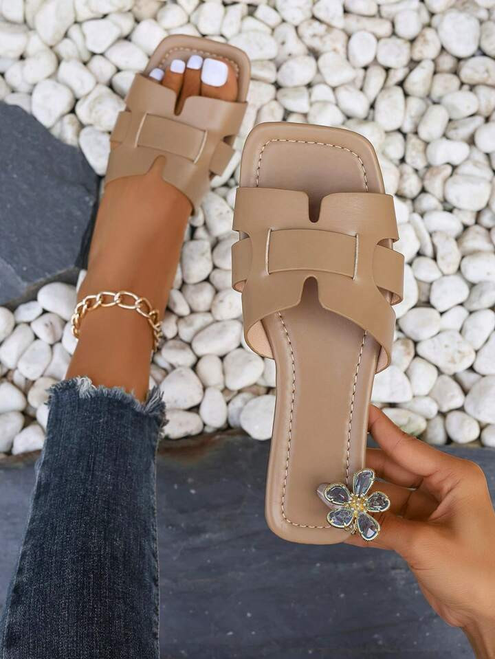 Korean Style Women Flat Sandals Summer Open Toe Slip-On Casual Slides Autumn New Arrival Weaving ... | SHEIN