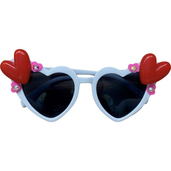 Valentine's Day White Hearts Sunglasses, Kid | Maisonette