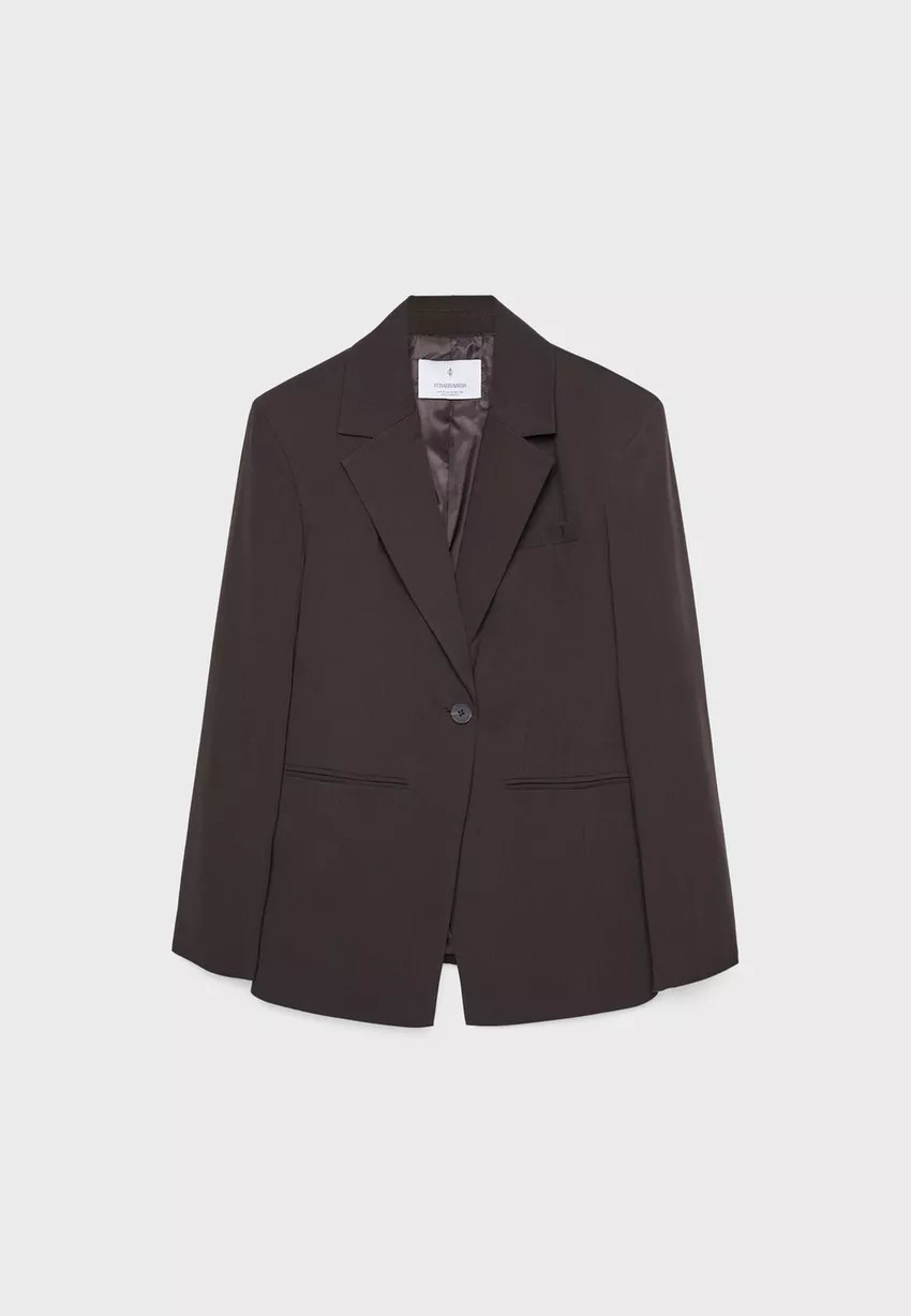 Stradivarius Blazer ajusté à bouton  Marron XS | Stradivarius (FR)
