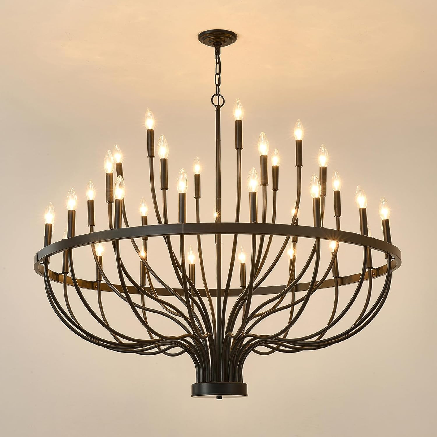 Black Chandelier Light Fixture 33 Light Farmhouse Chandelier for Dining Room, Modern Industrial C... | Amazon (US)