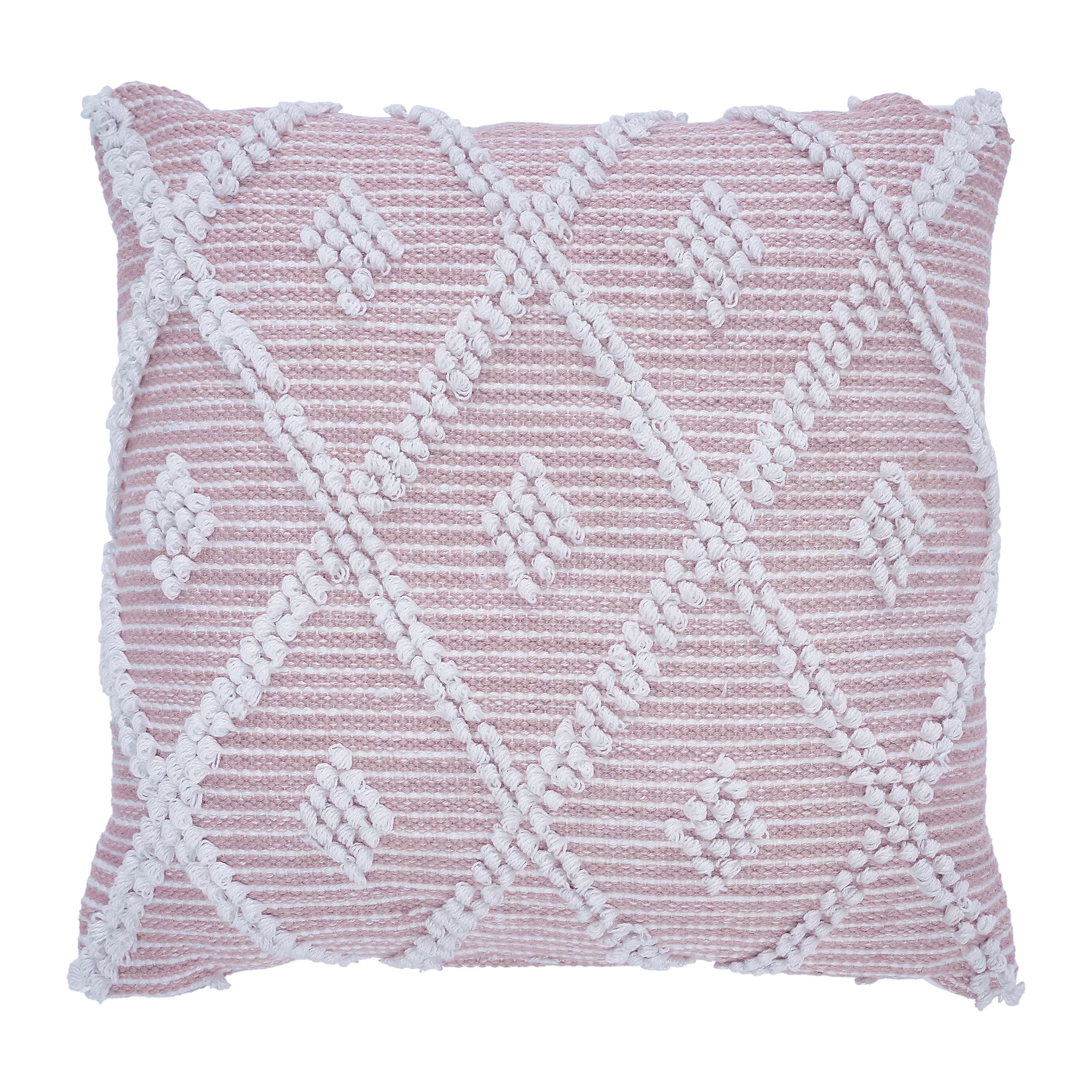 My Texas House Bailey Woven Diamond Square Outdoor Decorative Pillow, Blush, 20" x 20" | Walmart (US)