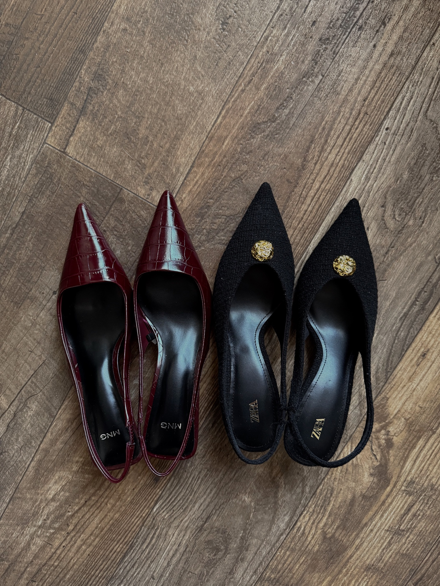 Going through a pointy heel phase 🍂 Love these #burgundy crocodile heels from #Mango and the black ones are from #Zara 

#LTKSeasonal #LTKHoliday #LTKFindsUnder100