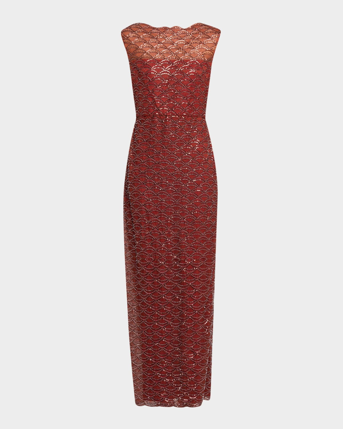 Aura Beaded Bateau-Neck Column Gown | Neiman Marcus