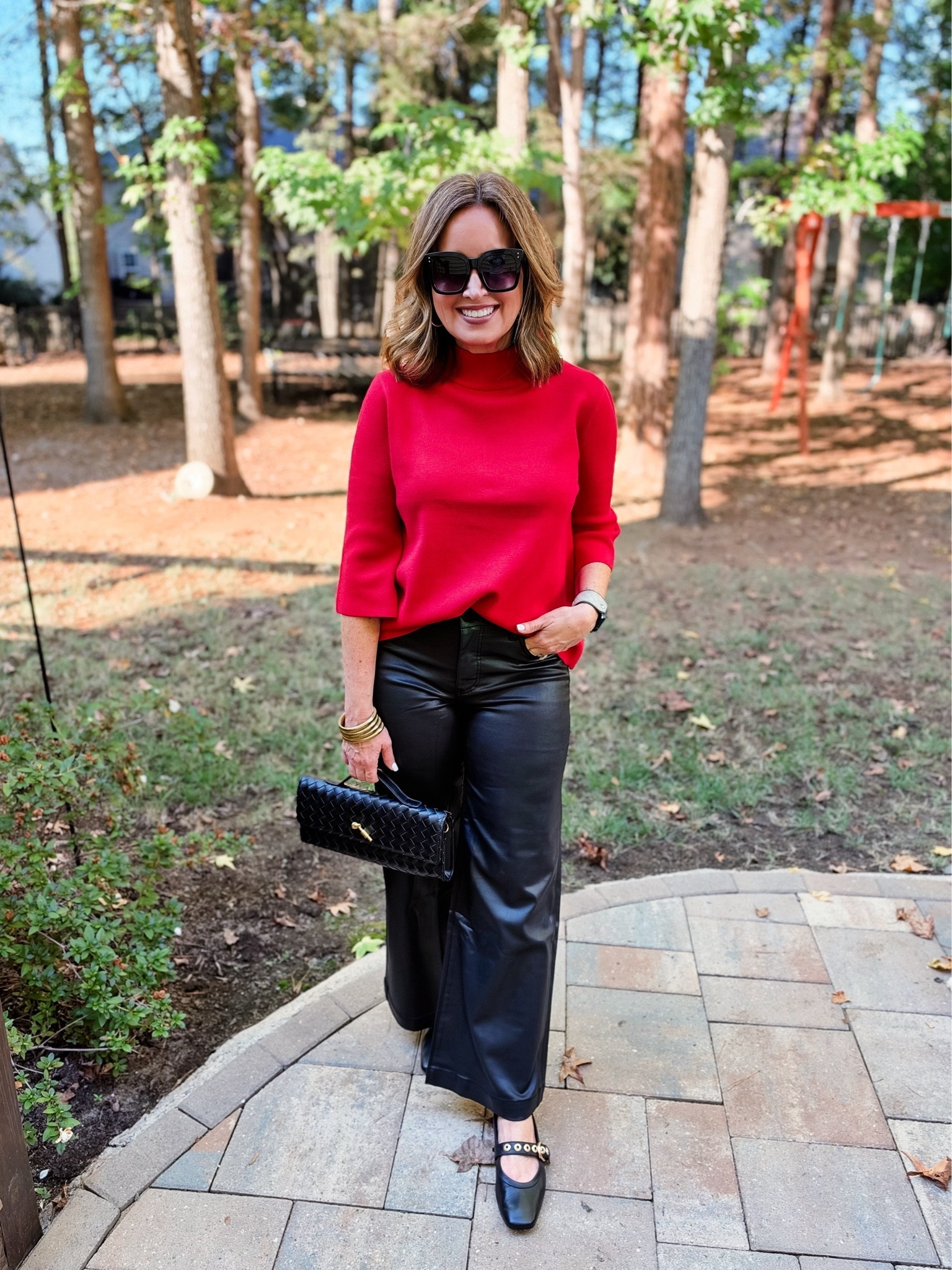 Outfit to wear now and at the holidays 
I sized down in my sweater to extra small ￼