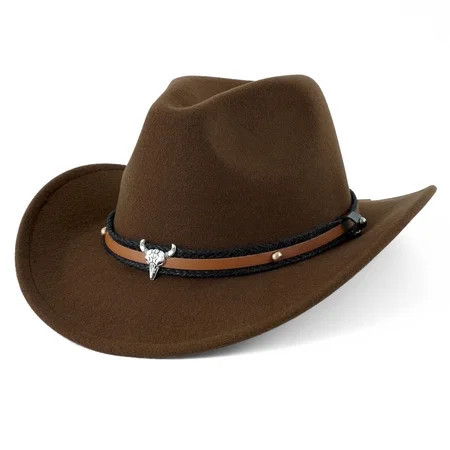 WoWstyle Brown Cowboy Hat for Adult Men Women Cowgirl Hat with Adjustable Leather Hat Band Western Cattleman Cowboy Rodeo Outfit for Outdoor Activities, Parties, Farm-Related Events, Music Festivals | Walmart (US)
