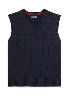 Ralph Lauren Childrenswear Kids Bpys 2-7 Cable Knit Cotton Sweater Vest | Belk