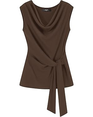 ZESICA Women's Summer Business Casual Tank Tops 2026 Cowl Neck Sleeveless Knit Slim Shirts Spring... | Amazon (US)