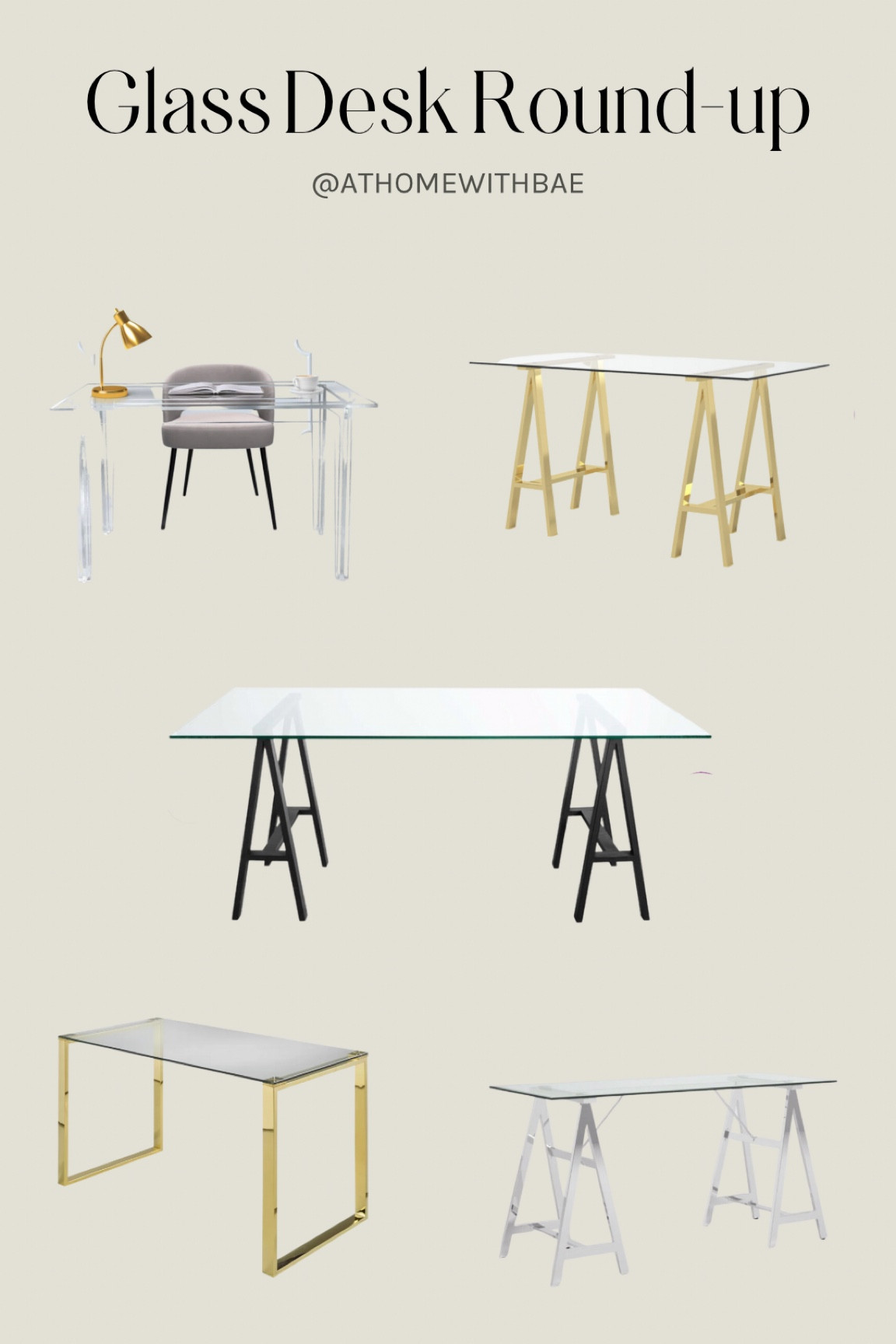 Glass desks that would be great to add to any office space! 

#homeofficedesk #glassdesk 

#LTKhome