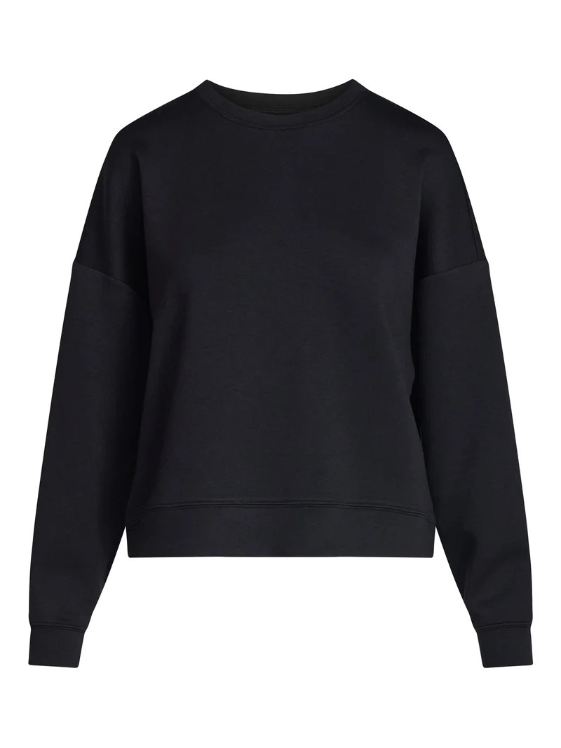 Scoop Women's and Women's Plus New Scubaknit Cropped Sweatshirt with Drop Sleeves, Sizes XS-4X | Walmart (US)