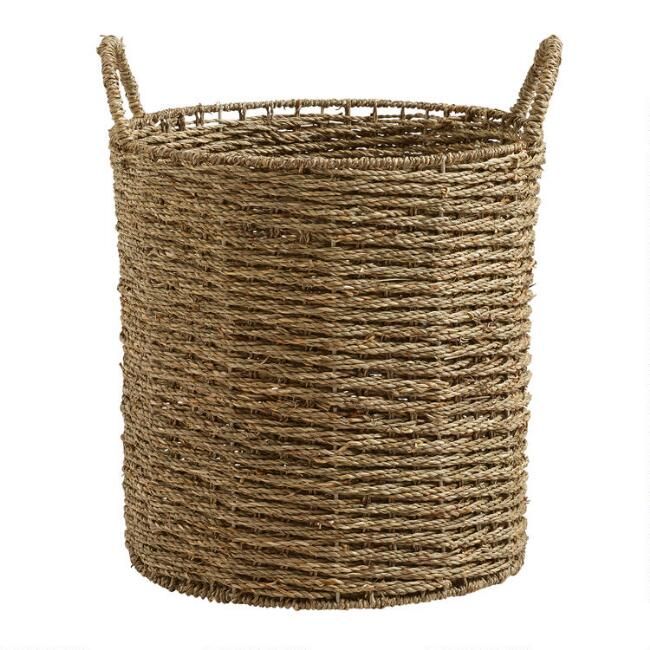 Dark Brown Abaca Madras Utility Basket | World Market