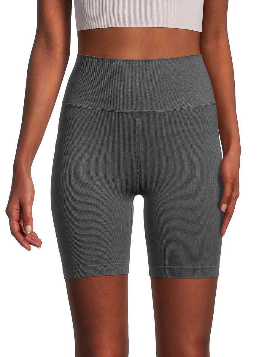 Pure Navy Women's High-Waist Ribbed Biker Shorts - Slate Grey - Size L | Saks Fifth Avenue OFF 5TH