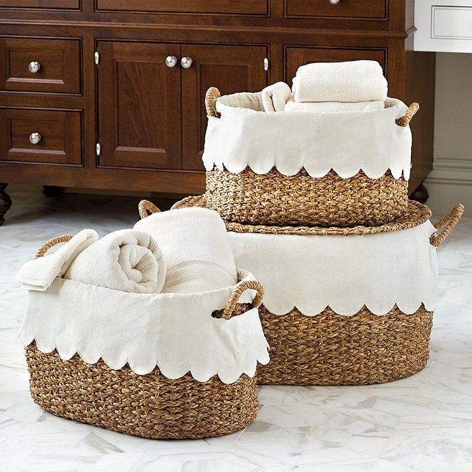 Bunny Williams Nesting Baskets with Scalloped Liner - Set of 3 | Ballard Designs, Inc.