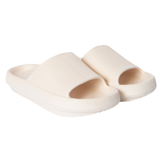 ladies light beige puff sole slide sandals | Five Below