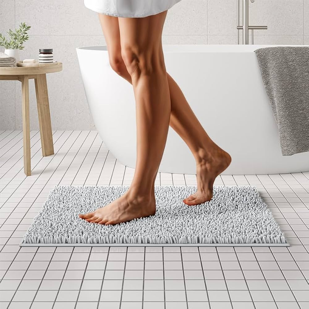 MAYSHINE Plush Shaggy Chenille Bath Mat | Extra Soft, Super Absorbent, Non-Slip Bathroom Rug | Fl... | Amazon (US)