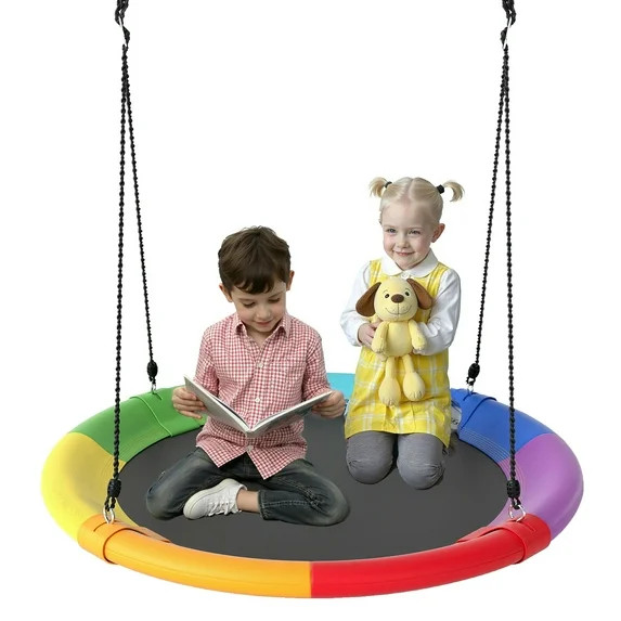 Goplus 40'' Flying Saucer Tree Swing Indoor Outdoor Play Set Swing for Kids Colorful | Walmart (US)