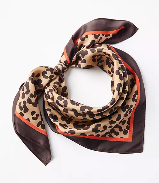 Loft Leopard Print Silk Square Scarf | LOFT