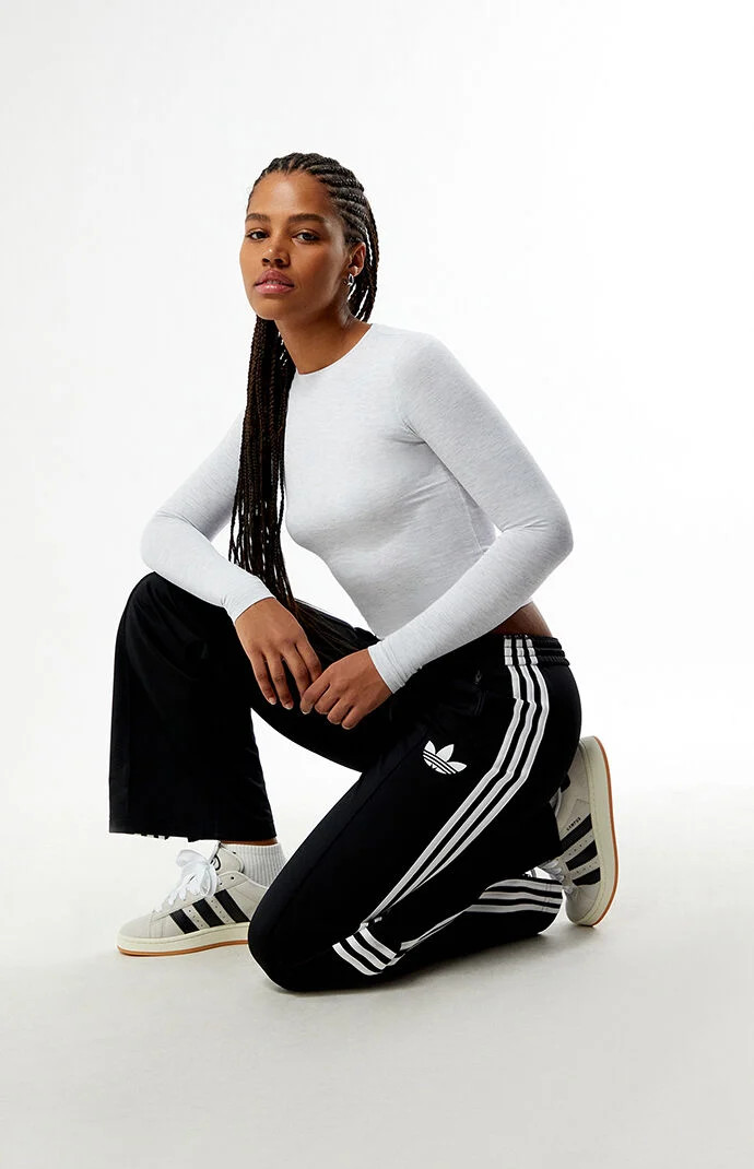 Adidas Women's Black Firebird Loose Track Pants in Black/White - Size XL | PacSun