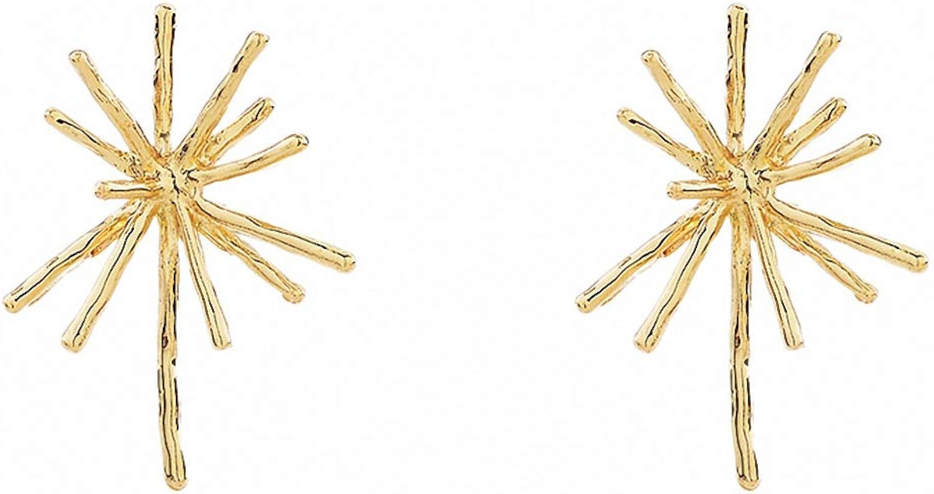 Jana WinkleGold Metal Firework Stud Earrings Women Big Earrings Studs Statement Chandelier Earrin... | Amazon (US)