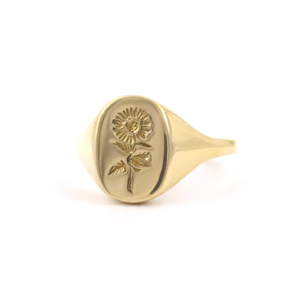 Sunflower Signet Ring | Etsy (US)