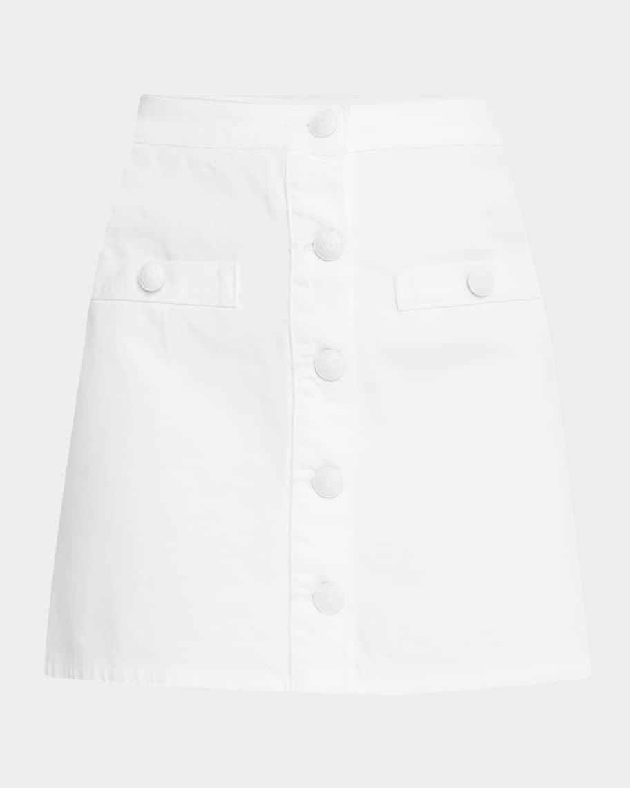L'Agence Kris Button-Front Denim Mini Skirt | Neiman Marcus