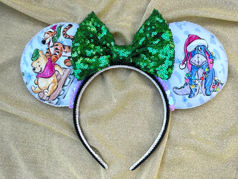 Winnie the Pooh Christmas Ears: Handmade Sequin Mickey Ears - Etsy | Etsy (US)