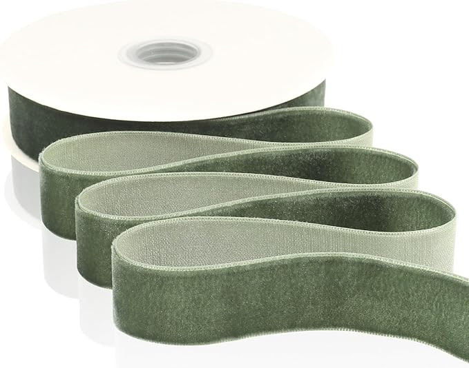 Forest Green Velvet Ribbon 1 Inch X 12 Yards Christmas Ribbon for Gift Wrapping Christmas Ornamen... | Amazon (US)