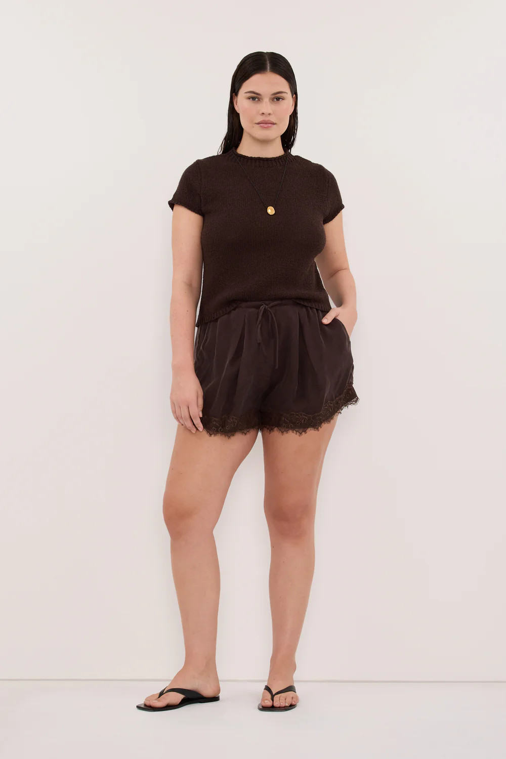 ANDREA PLUM CHOC CUPRO LACE SHORT | DISSH
