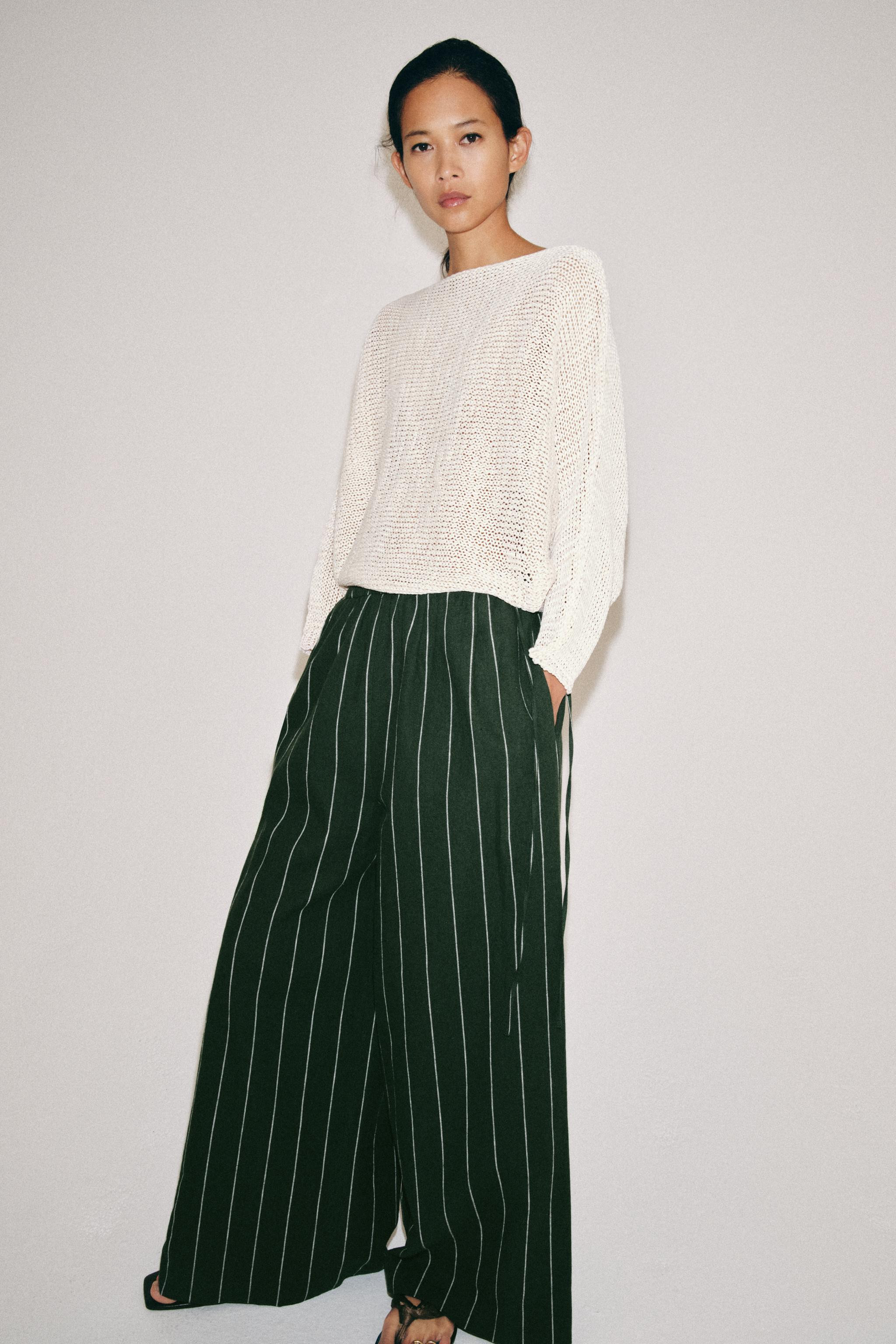 ZW COLLECTION STRIPED LINEN PANTS | Zara US