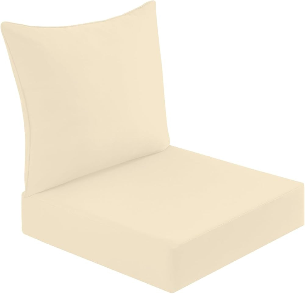 downluxe Outdoor Deep Seat Cushions Set, Waterproof Memory Foam Patio Furniture Cushions with Zip... | Amazon (US)