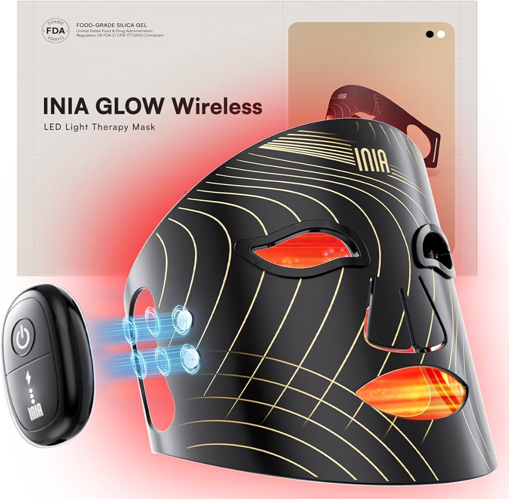 INIA Red Light Therapy Mask for Face, Glow Wireless LED Face Mask Light Therapy with Near-Infrare... | Amazon (US)
