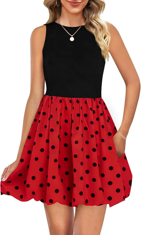 Naggoo Womens Summer Dresses 2026 Sleeveless Mini Short Tank Dress Beach Vacation Crewneck Bubble... | Amazon (US)