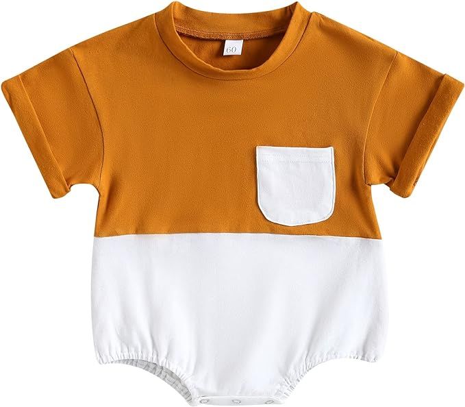 AEEMCEM Baby Boy Girl Oversized Bubble Romper Color Block Short Sleeve T-Shirt Onesie Bodysuit Cu... | Amazon (US)
