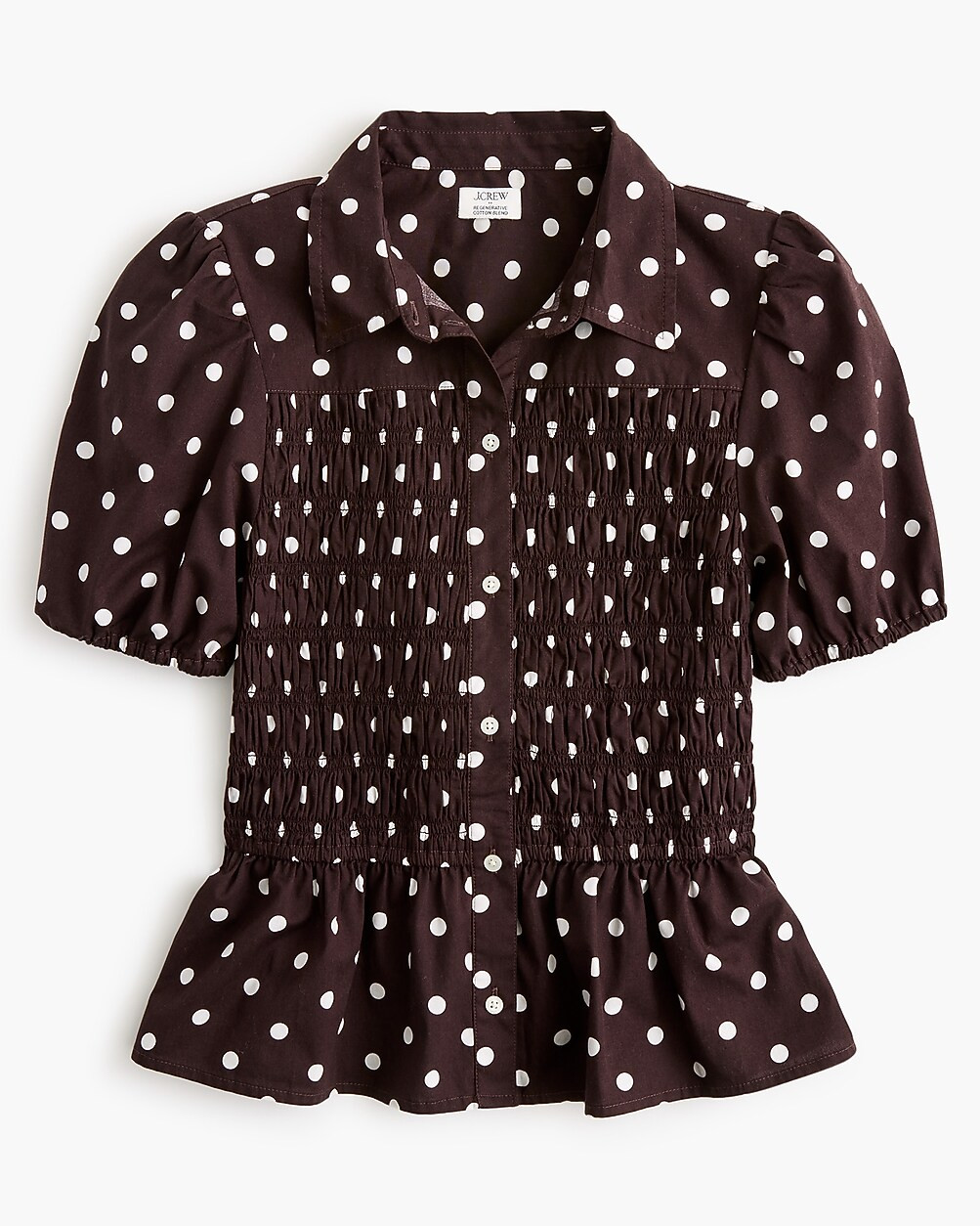 Polka-dot smocked button-front top | J.Crew Factory