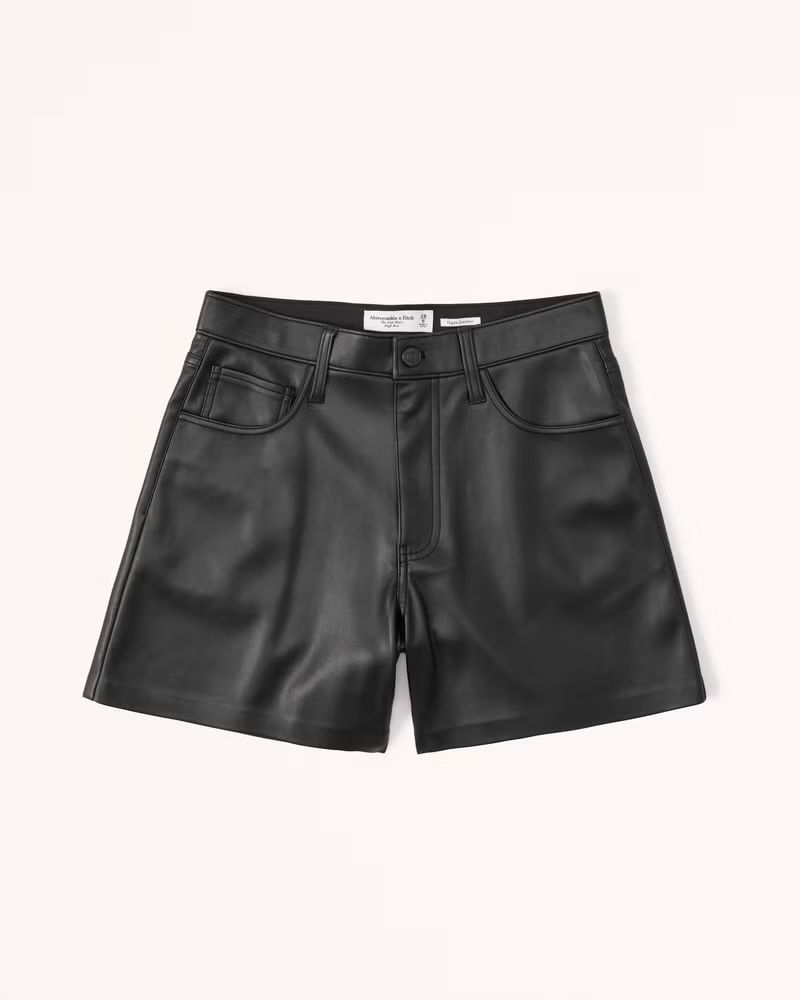 Abercrombie & Fitch Women's Curve Love Vegan Leather Dad Short in Black - Size 35 | Abercrombie & Fitch (US)