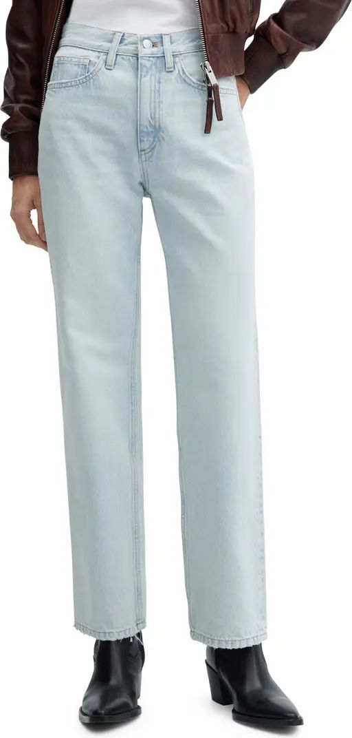 MANGO Mid Rise Straight Leg Jeans | Light Blue Jeans Outfit | Mango Jeans | Nordstrom