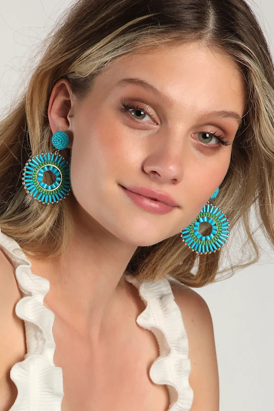 Lollipop Blue Beaded Statement Earrings | Lulus (US)